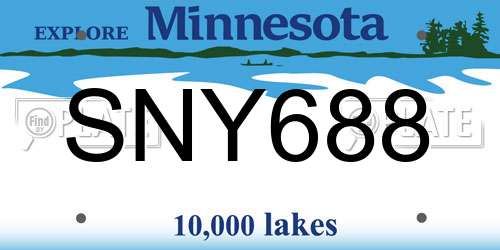 SNY688 Minnesota License Plate