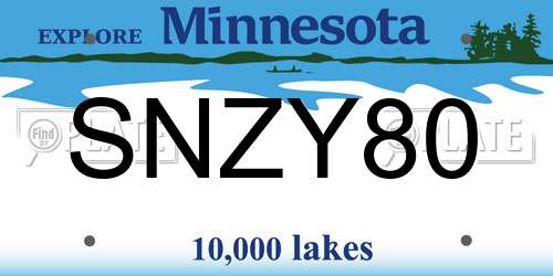 SNZY80 Minnesota License Plate