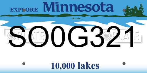 SO0G321 Minnesota License Plate