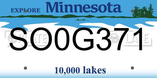 SO0G371 Minnesota License Plate