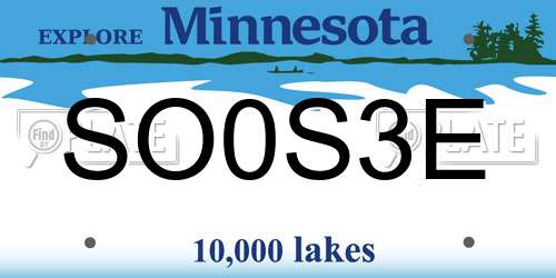 SO0S3E Minnesota License Plate