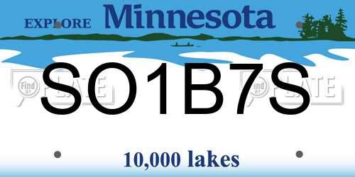 SO1B7S Minnesota License Plate