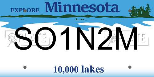 SO1N2M Minnesota License Plate