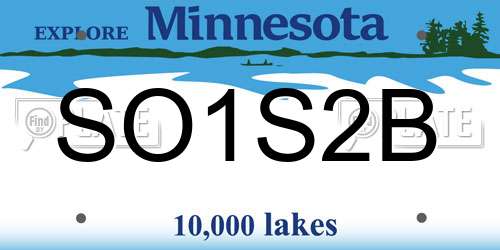 SO1S2B Minnesota License Plate