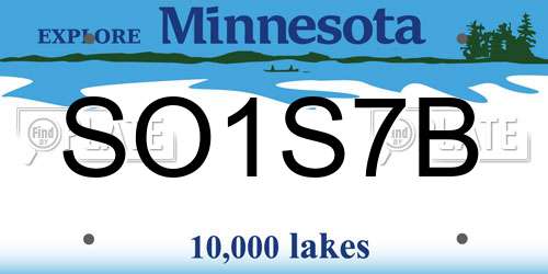 SO1S7B Minnesota License Plate