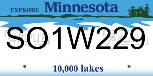 SO1W229 Minnesota License Plate