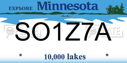 SO1Z7A Minnesota License Plate