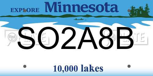 SO2A8B Minnesota License Plate