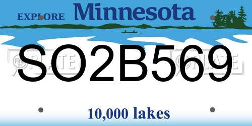 SO2B569 Minnesota License Plate