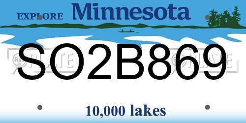 SO2B869 Minnesota License Plate