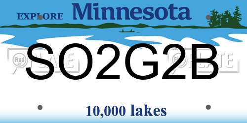 SO2G2B Minnesota License Plate