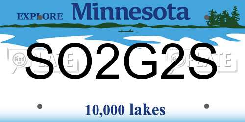 SO2G2S Minnesota License Plate
