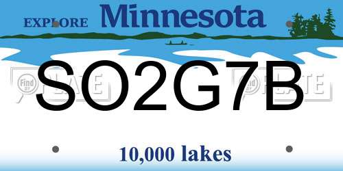 SO2G7B Minnesota License Plate
