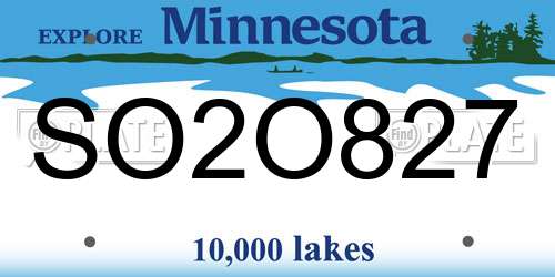 SO2O827 Minnesota License Plate
