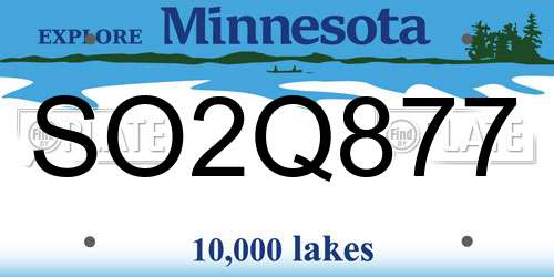 SO2Q877 Minnesota License Plate