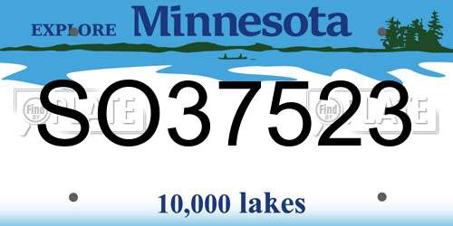 SO37523 Minnesota License Plate