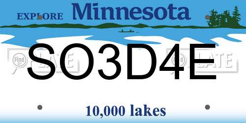 SO3D4E Minnesota License Plate