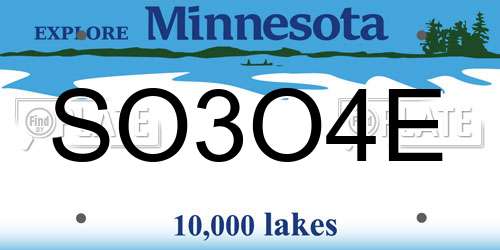SO3O4E Minnesota License Plate