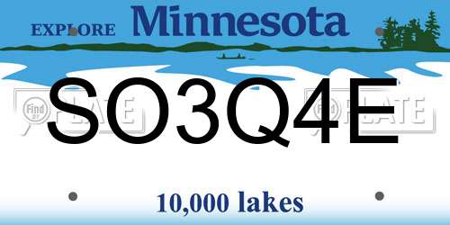 SO3Q4E Minnesota License Plate