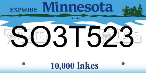 SO3T523 Minnesota License Plate