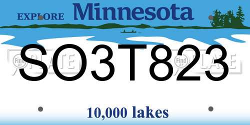 SO3T823 Minnesota License Plate