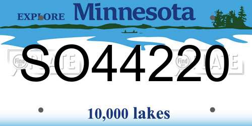 SO44220 Minnesota License Plate