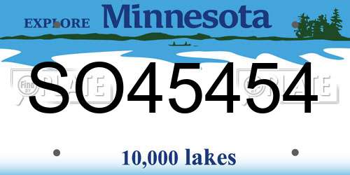 SO45454 Minnesota License Plate