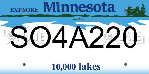 SO4A220 Minnesota License Plate
