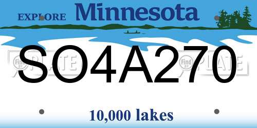SO4A270 Minnesota License Plate