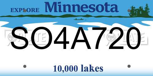 SO4A720 Minnesota License Plate