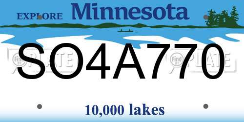 SO4A770 Minnesota License Plate