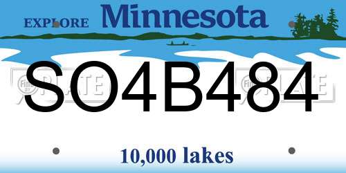 SO4B484 Minnesota License Plate