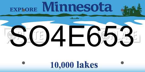 SO4E653 Minnesota License Plate