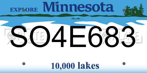 SO4E683 Minnesota License Plate