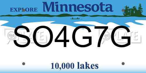 SO4G7G Minnesota License Plate