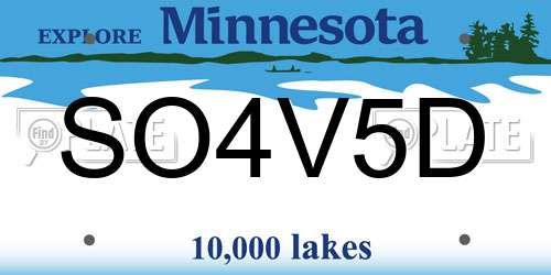 SO4V5D Minnesota License Plate