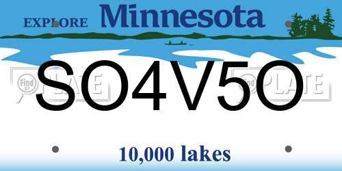 SO4V5O Minnesota License Plate
