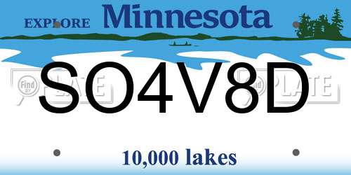 SO4V8D Minnesota License Plate
