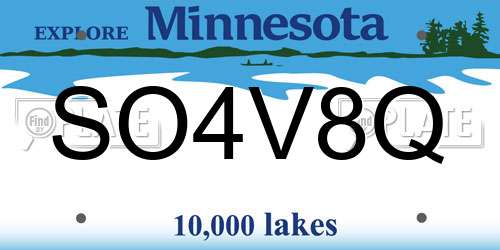 SO4V8Q Minnesota License Plate