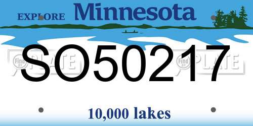 SO50217 Minnesota License Plate