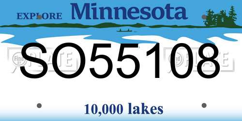 SO55108 Minnesota License Plate