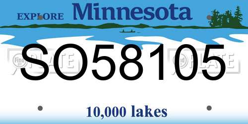 SO58105 Minnesota License Plate