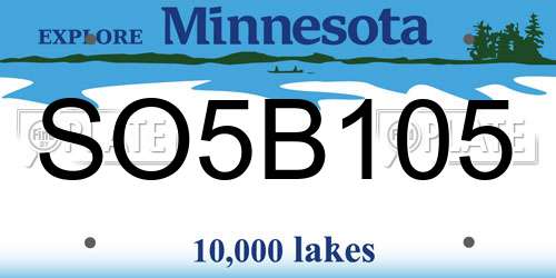 SO5B105 Minnesota License Plate