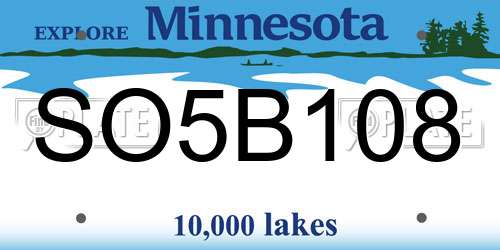 SO5B108 Minnesota License Plate