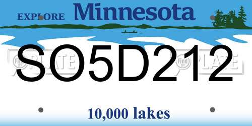 SO5D212 Minnesota License Plate