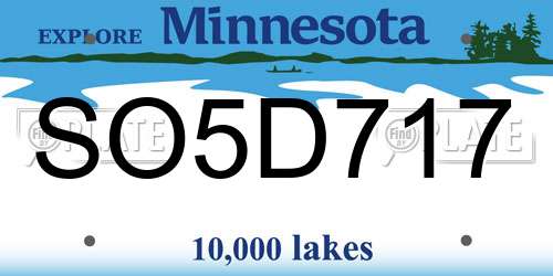 SO5D717 Minnesota License Plate