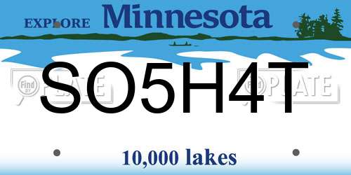 SO5H4T Minnesota License Plate
