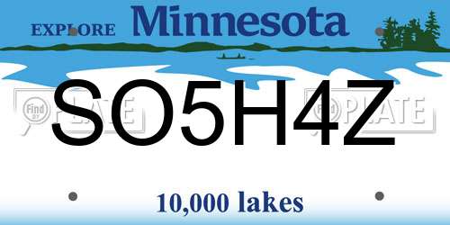 SO5H4Z Minnesota License Plate