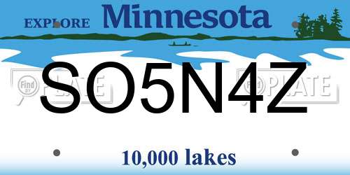 SO5N4Z Minnesota License Plate