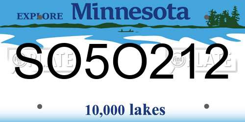 SO5O212 Minnesota License Plate